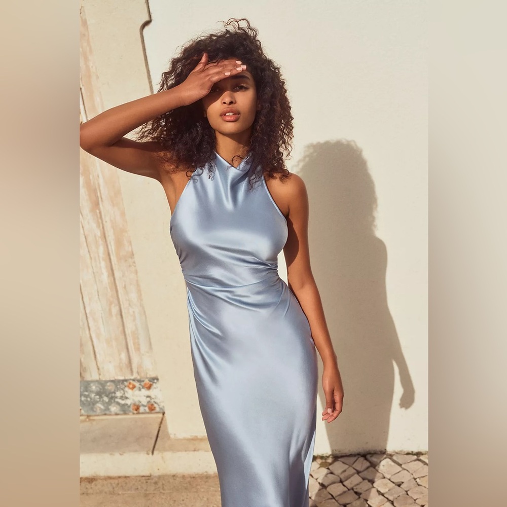 Reformation (from Anthropologie) blue casette silk dress